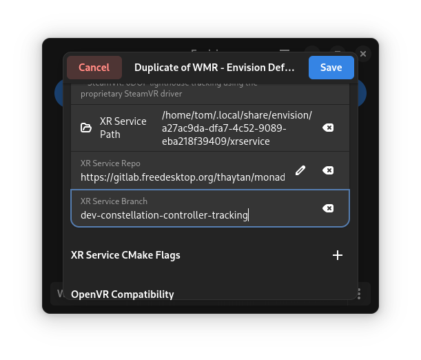 WMR adjusted settings